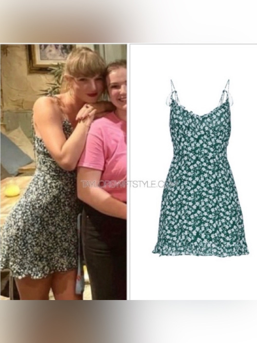 Reformation Green Floral Mini Dress